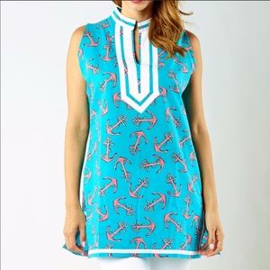 Boutique-Tracy Negoshian blue Andrea tunic-Anchors